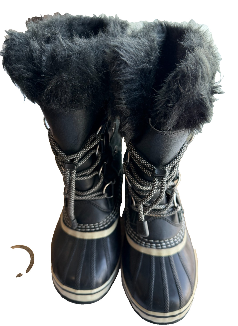 Sorel Joan of Arctic Black Waterproof Insulated Snow Boots Faux Fur Trim Sz-4